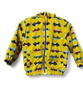 Kids Yellow Car Print Windbreaker Jacket